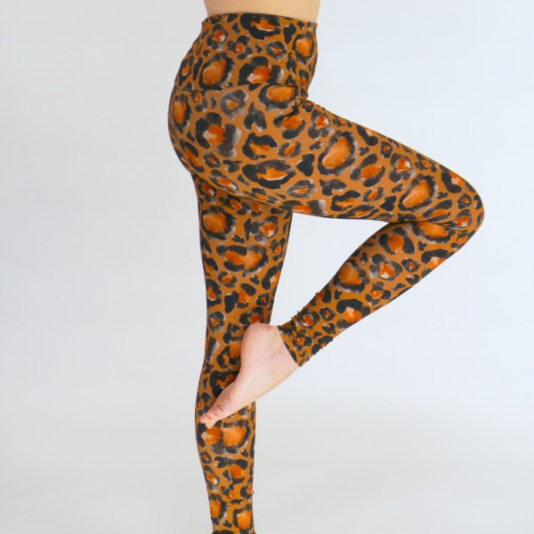 LEGGINGS in Leopardenoptik - Akrobatik, Yoga, Acroyoga - unisex - braun-orange-schwarz