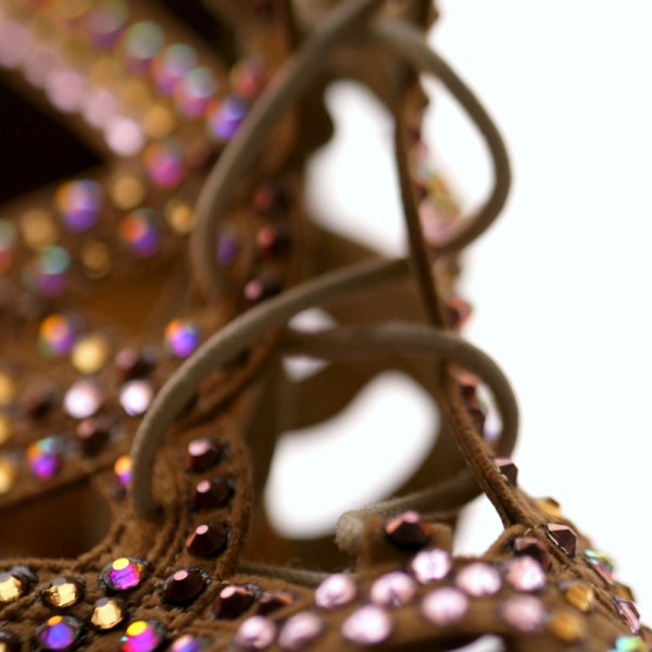 Handverzierte Latein Tanzschuhe in Hautfarbe