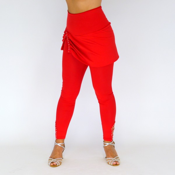 Leggings mit Minirock aus 95% Baumwolle + 5% Elasthan | Schlitz, Strass-Steine, Cutouts