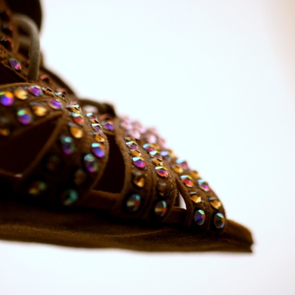 Handverzierte Latein Tanzschuhe in Hautfarbe