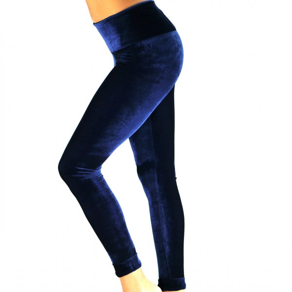 Leggings Samt Blau