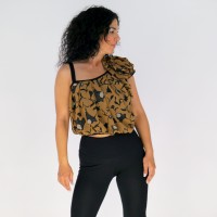 Damen-Oberteil aus Baumwolle und Chiffon Damen-Oberteil aus Baumwolle und Chiffon