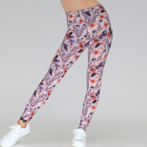 Leggings aus Baumwolle - bunte Farbkleckse auf Rost - Lila