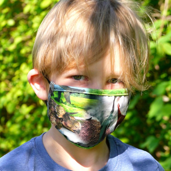 Wiederverwendbare Mund und Nasen Maske für Kinder Motiv_Dinosaurier