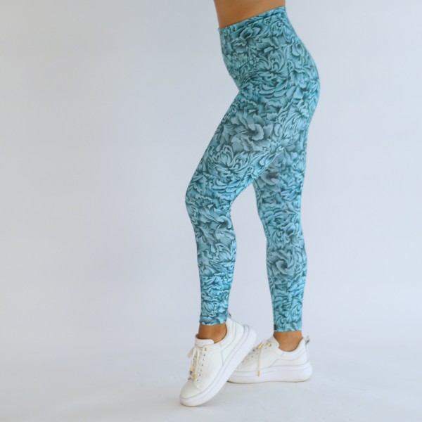 LEGGINGS mit abstraktem Muster aus Baumwolle für Yoga und Sport in blau-türkis -unisex