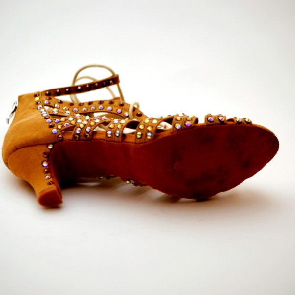 Handverzierte Latein Tanzschuhe in Hautfarbe