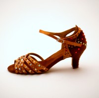 Zweifarbige Tanzschuhe in Bronze, mit Strass verziert Zweifarbige Tanzschuhe in Bronze, mit Strass verziert