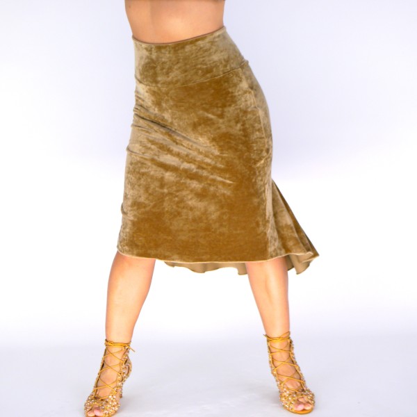 Tango-Rock aus Samt – Elegant, Weich & Beweglich in der Farbe Ocker