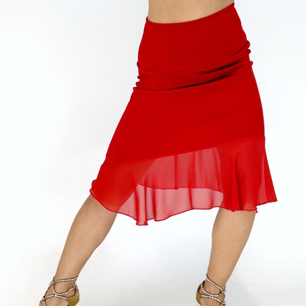 Roter Salsa-Tango Rock mit Hohem Bund - Ihr Schlüssel zu leidenschaftlichem Tanz